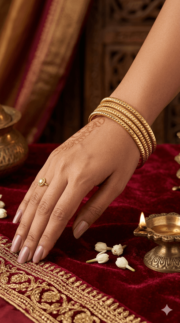 Traditional Gold-Plated Stack Bangles Set (4 Pieces)