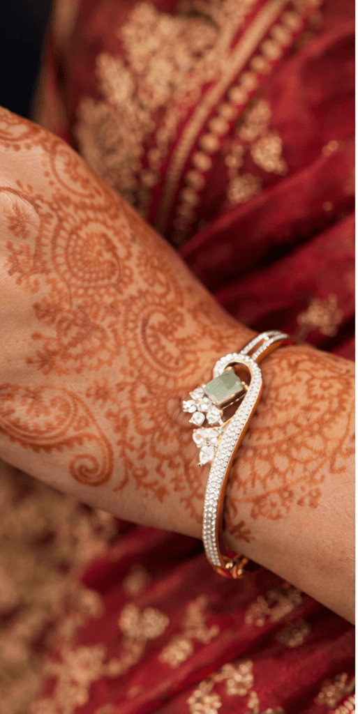 Emerald Stone Designer Gold-Plated Bracelet Bangle