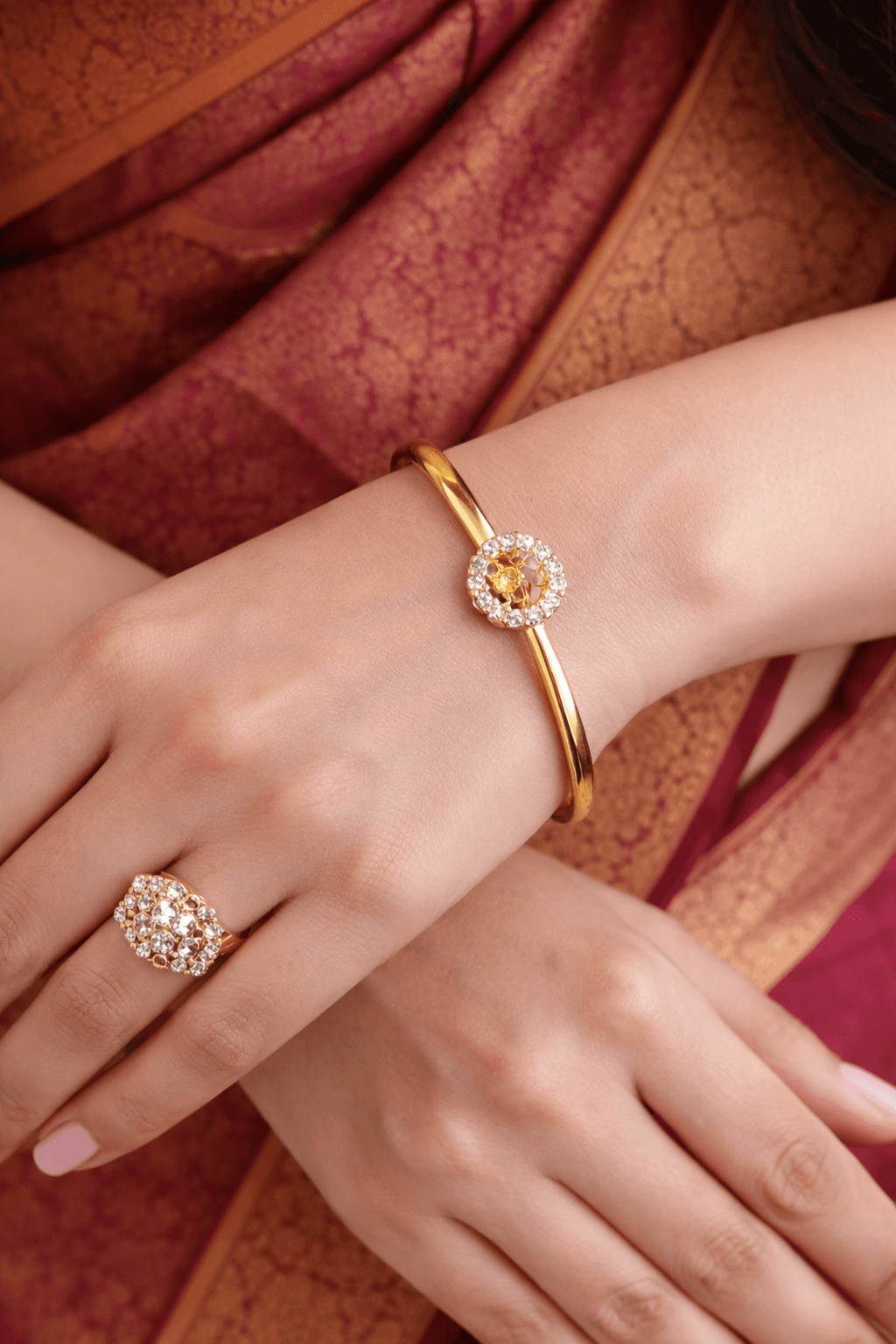 Golden Halo Stone Gold-Plated Bracelet Bangle